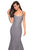 La Femme - 27709 Floral V-Neck Fitted Trumpet Evening Dress In Gray