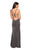 La Femme - 27089 Beaded Strappy Scoop Gown with Slit In Gray
