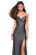 La Femme - 27626 Pleated Surplice Bodice High Slit Gown In Gray