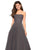 La Femme - 27630 Strapless Ruched Bodice Rhinestone Beaded Tulle Gown In Gray and Brown