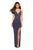 La Femme - 27622 Deep V-neck Jersey Sheath Dress In Gray