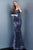 Jovani - 67104 Floral Appliqued Off-Shoulder Mermaid Dress In Blue
