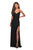 La Femme - 28206 Long Crisscross Strapped High Slit Sheath Gown In Black