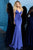Jovani - 67449 Plunging V-Neck Fitted Trumpet Dress In Blue