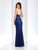 Clarisse - 3557 Embroidered Halter Sheath Dress in Blue
