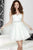 Tiffany Homecoming - 27020 Pleated Strapless Floral Lace A-line Dress In Green and White