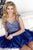 Tiffany Homecoming - 27021 Cap Sleeve Beaded V Neck Cocktail Dress in Blue