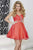 Tiffany Homecoming - Strapless Pleated Sweetheart Iridescent Chiffon A-line 27054 In Orange and Pink