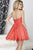 Tiffany Homecoming - Strapless Pleated Sweetheart Iridescent Chiffon A-line 27054 In Orange and Pink