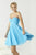 Tiffany Homecoming - 27080 Strapless Beaded Ruched Empire A Line Short Dress in Blue