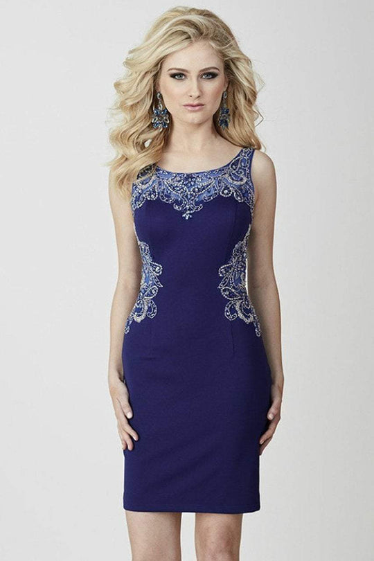 Tiffany Homecoming - Embellished Short Fitted Dress 27092 In Blue