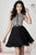 Tiffany Homecoming - Halter Neckline Diamond Print A-line Cocktail Dress 27105 In Black and Multi-Color