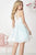 Tiffany Homecoming - Short Lace Dress with Jeweled Waist 27113 In White and Blue
