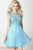 Tiffany Homecoming - Gracefully Ornate Illusion Chiffon A-Line Cocktail Dress 27888 In Blue