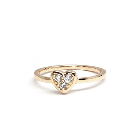 Three stone Gold Heart Ring