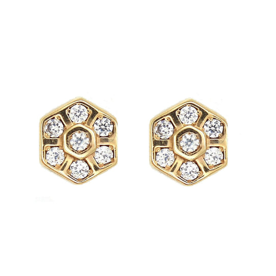 Rachael Ryen - Honeycomb Hexagon Stud Earrings in Gold