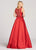 Ellie Wilde - EW118172 Sleeveless Illusion Paneled Back A-Line Gown In Red
