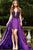 48058 Beaded Deep V-neck Dress With Overskirt