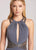 Ellie Wilde - EW118137 High Halter Illusion Cutout Jersey Sheath Gown In Gray
