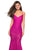 La Femme - 27584 V-neck Stretch Lace Trumpet Dress In Pink