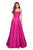 La Femme - 27222 Sleeveless Lace Applique Mikado A-Line Gown In Pink