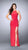 La Femme - Elegant Beaded High Neck Jersey Dress 23962 in Red
