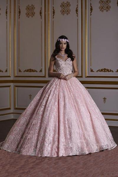 Quinceañera Collection - 26940 Dramatic Lace Ball Gown In Pink