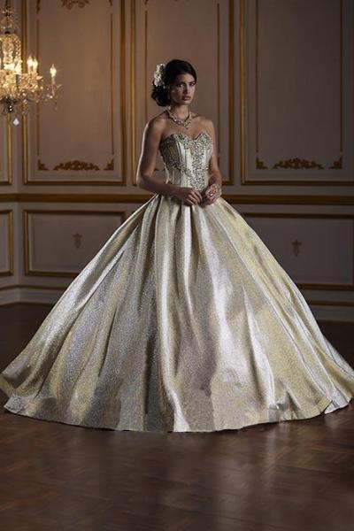 Fiesta Gowns - 56378 Beaded Bodice Quinceanera Dress in Neutral