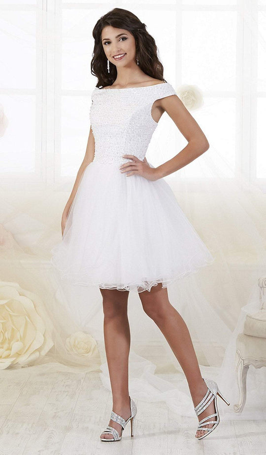 Damas - 52433 Beaded Off-Shoulder Tulle A-line Dress