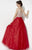 Studio 17 - 12575 Bedazzled Illusion Bateau Tulle Dress in Red and Gold