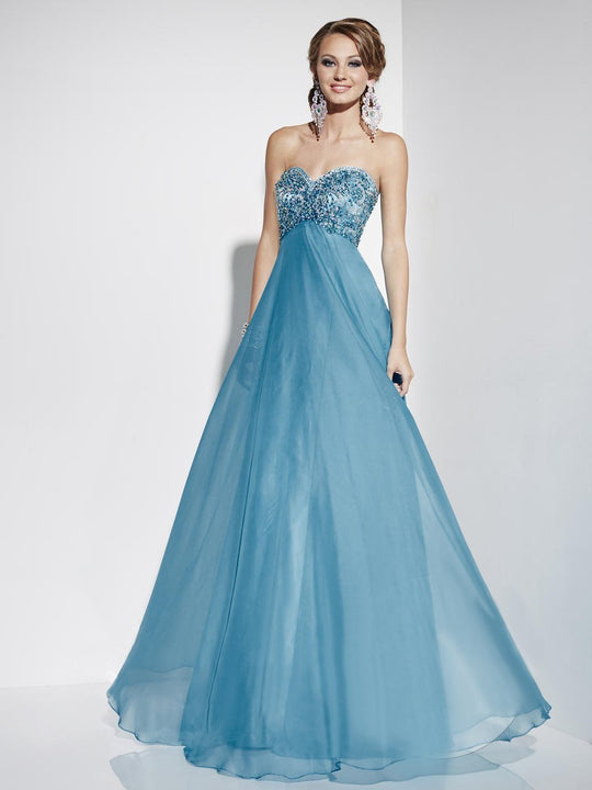 Studio 17 - 12576 Beaded Sweetheart A-line Dress in Blue