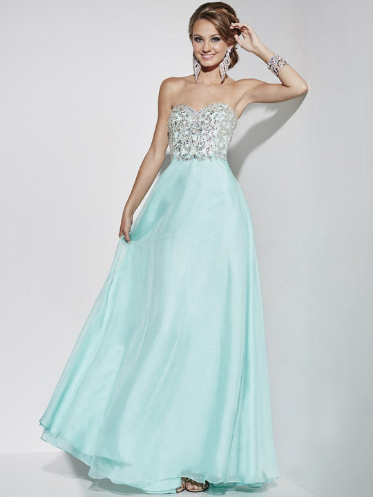 Studio 17 - 12578 Embellished Strapless Chiffon Gown in Green