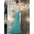 Panoply - 44266 High Neck Ab Stone Embellished Trumpet Gown in Green