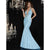 Panoply - 44268 Deep V-Neck Encrusted Evening Gown in Blue