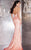 Panoply - 44278 Beaded Striped V-Neck Evening Gown in Red and Neutral