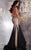 Panoply - 44279 Keyhole Halter Beaded Evening Gown in Black and Red