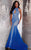 Panoply - 44279 Keyhole Halter Beaded Evening Gown in Blue