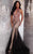Panoply - 44279 Keyhole Halter Beaded Evening Gown in Black and Red