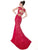 Panoply - 44306 V-Neck Lace Evening Gown with Chiffon Cape in Red