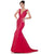 Panoply - 44306 V-Neck Lace Evening Gown with Chiffon Cape in Red