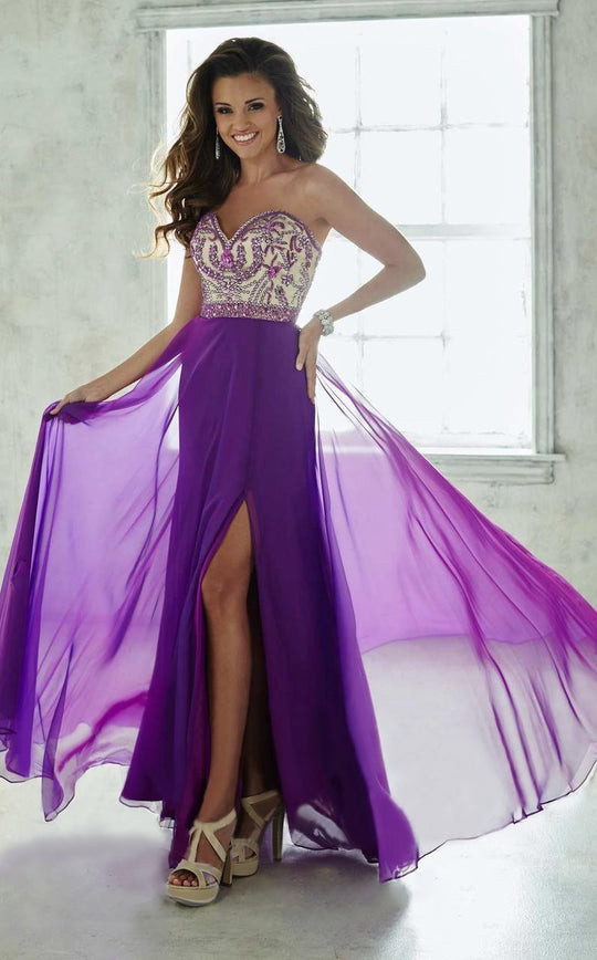 Tiffany Homecoming - 46024 Strapless Embellished Evening Gown in Purple