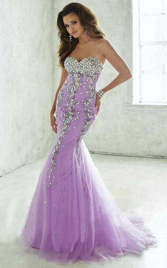 Tiffany Homecoming - 46026 Strapless Bejeweled Mermaid Gown in Purple