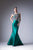 Cinderella Divine - HW03 Two Piece Floral Appliqued Mermaid Gown In Green