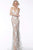 Jovani - 64031 Embroidered Strapless Deep Sweetheart Sheath Dress In White and Neutral
