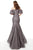 Jovani - 4573 Lace Off-Shoulder Mermaid Dress With Train In Purple