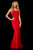 Sherri Hill - 52338 Sexy Open Back Foliage Motif Fitted Dress In Red