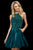 Sherri Hill - 53154 Sleeveless Beaded Halter Neck Short A-line Dress In Green