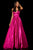 Sherri Hill - 52195 V Neck Spaghetti Straps A-Line Satin Dress In Pink