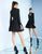 Ieena Duggal  - 55172i Long-Sleeved Choker Style Cocktail Dress in Black