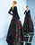 Ieena Duggal  - 62878i Long-Sleeved Floral Pleated Long Dress in Multi-color